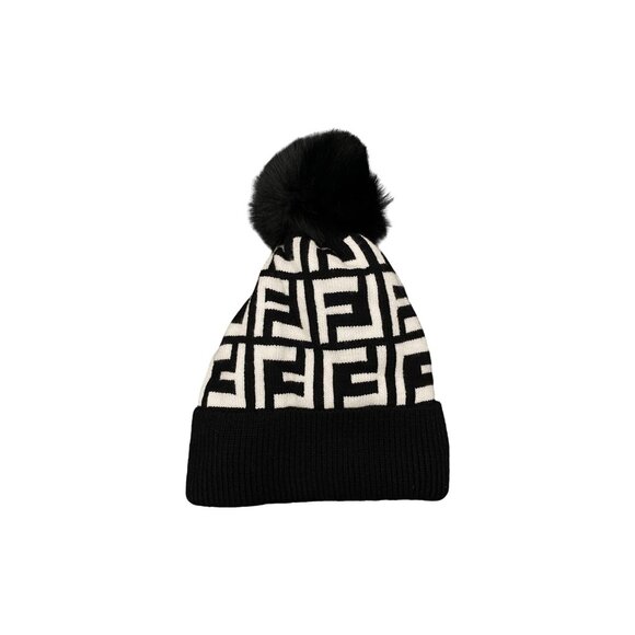 Women’s Printed Beanie with Pompom – Lined Winter Hat NWOT - Picture 1 of 3